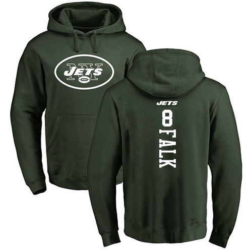 New York Jets Men Green Luke Falk Backer NFL Football #8 Pullover Hoodie Sweatshirts